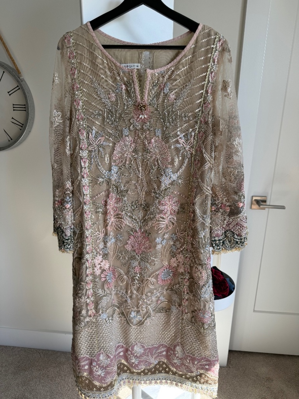 Baroque Size Medium Pink Embroidered Net 2 piece